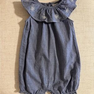 Girl Baby Little Planet Carter’s Organic Chambray Romper Embroidered 9 Months